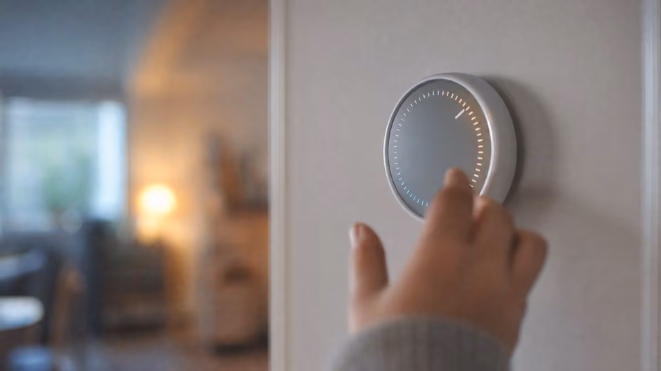 Thermostat mural moderne dans un intérieur chaleureux